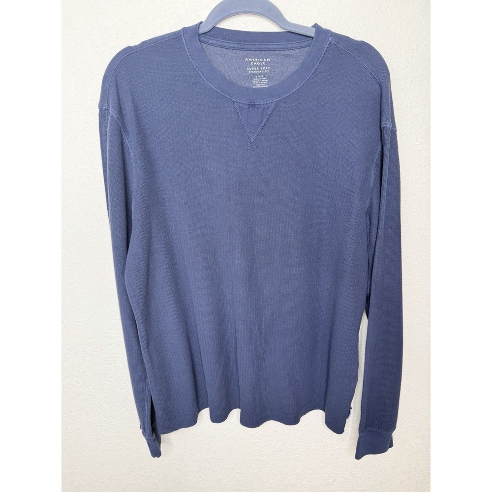 Men's American Eagle Super Soft Shirt Mens L Blue Long Sleeve Standard Fit